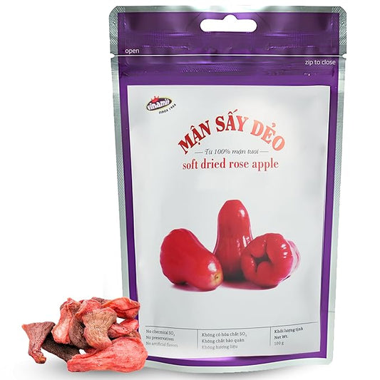 Vinamit Soft Dried Rose-Apple | Dried Plums 3.5 oz Bag | Tropical Fruit Snack | Vegan, Gluten-Free | High in Fiber, Non-GMO, Ideal for Healthy Snacking