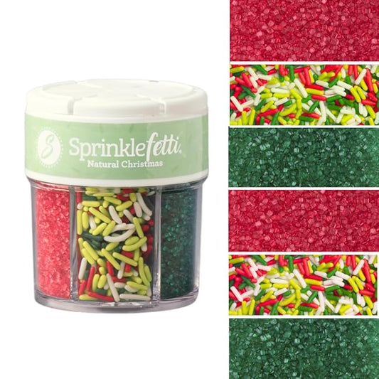 Sweets Indeed Sprinkles 6 Cell Edible Sprinkle Mix Jimmies Perfect for Cake Decorations Baking Ice Cream Cookies Cupcake Topper (Christmas)