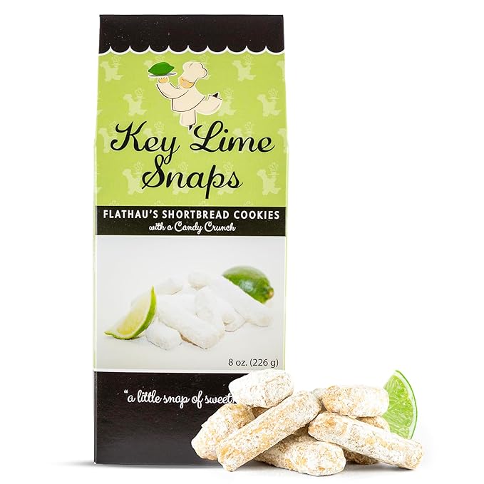 Flathau?셲 Fine Foods, Gourmet Shortbread Cookies, Handcrafted All Natural Artisan Bites, Southern-Baked Sweet Snaps with a Buttery Finish (Key Lime Snaps, 8oz)