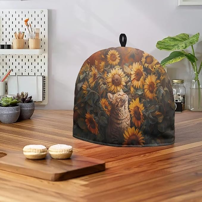 3D Cat Sunflower Tea Cosy Cover Insulated Teapot Cover for Home Kitchen Decoration Warm Keep Tea Kettle Cozy