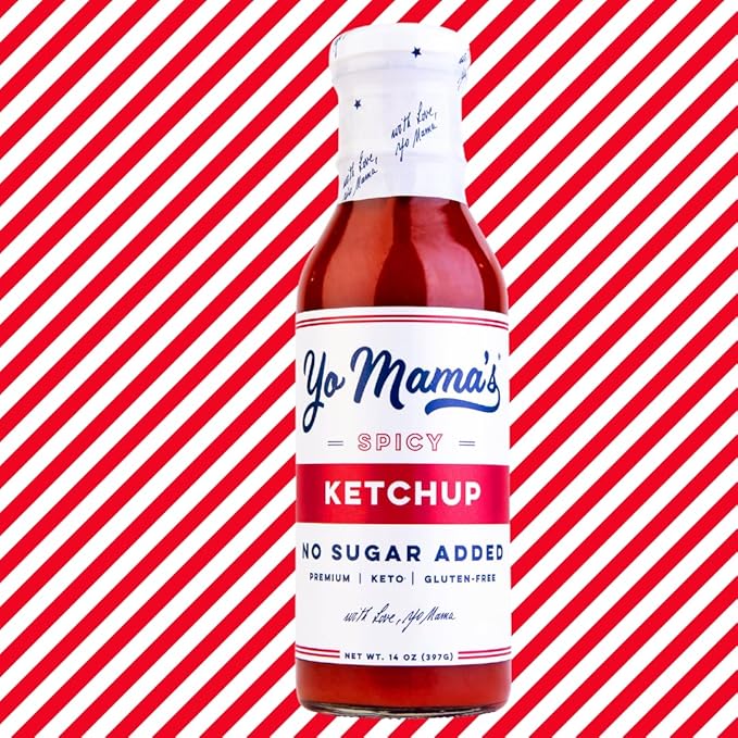 Yo Mama's Foods Keto Spicy Ketchup ??Pack of (2) - No Sugar Added, Low Carb, Vegan, Gluten Free, Paleo Friendly, and Made with Whole Non-GMO Tomatoes!