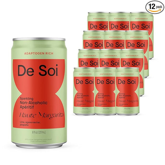 De Soi Haute Margarita Mocktails NA Drinks 8 fl oz (12-pack) - Adaptogen Drink, Sparkling Drink with Calming Botanicals, Mocktail Drinks, Gluten Free, No Artificial Flavors