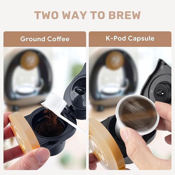 Single Serve Coffee Maker,Fast Brew in 2 minutes,Stylish＆Compact Design,MINI Q 2 IN 1 Coffee Machines for K*cup Capsules & Ground Coffee, Dark Grey Coffee maker