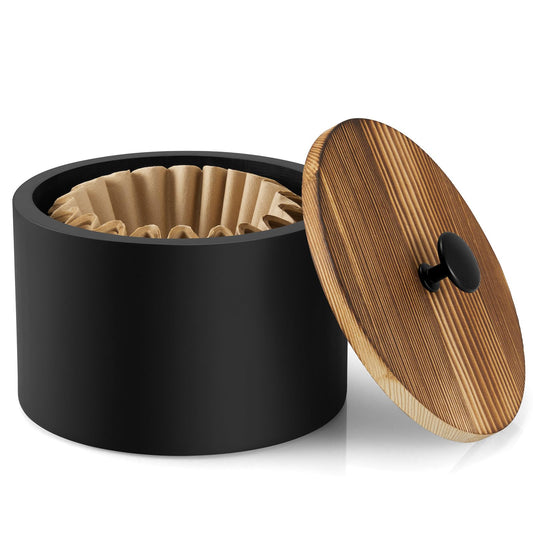 BWODYAY Coffee Filter Holder, Wood Filter Storage Container for Counter, Coffee Bar Accessories for