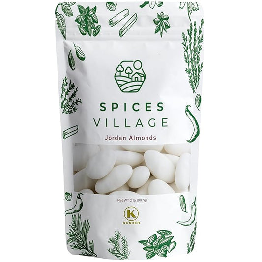 Spices Village Premium Jordan Almonds, Mini Easter Egg Shaped White Jordan Almonds, 32 oz, Kosher, Non-GMO