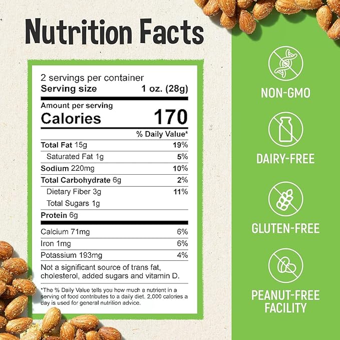 Brothers Nuts Crackled Cheezy Almonds – Organic, Sprouted Almonds – Healthy Keto Snack – Vegan, Gluten-Free, Kosher – No Preservatives – 2oz (2 Pack)