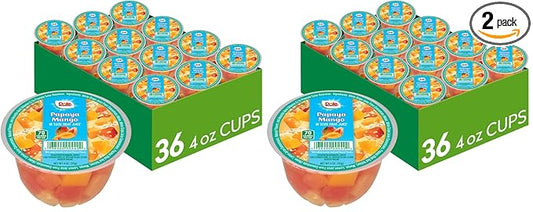 Dole Papaya Mango In 100% Fruit Juice Snacks, 4oz 36 Total Cups, Gluten & Dairy Free, Bulk Lunch Snacks for Kids & Adults (Pack of 2)