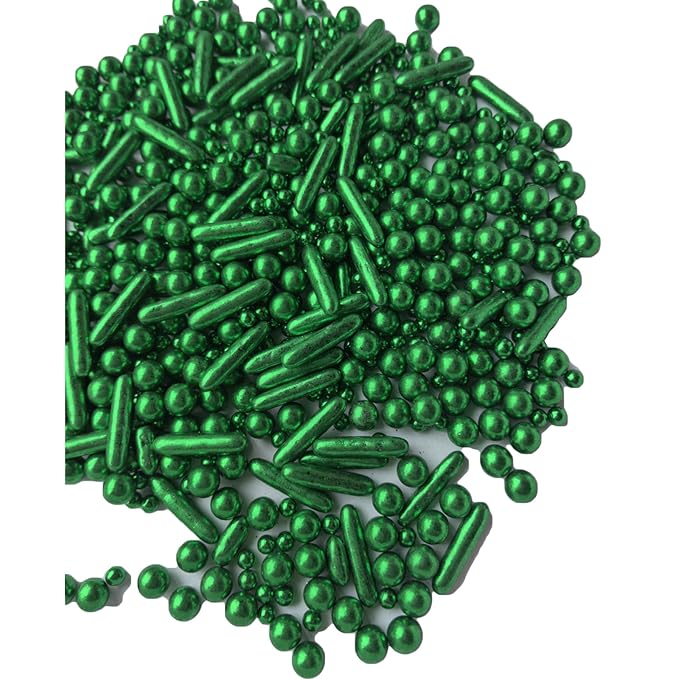 Sprinkles Green Pearl Sugar Candy Mix Size Baking Cake Decorations Cupcake Toppers Celebrations Shaker Jar Wedding Shower Party (120g/4.2oz竊?"<div>