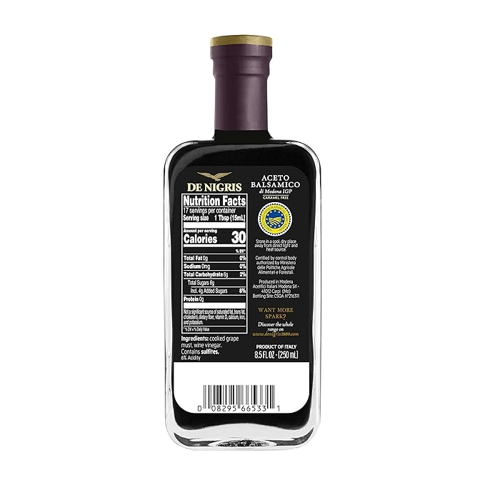 De Nigris Balsamic Vinegar Of Modena Excellence Line - Gold Eagle (55% Grape Must) 8,5 Oz (250ml) | Balsamic Vinegar From Modena Italy, Soft and fragrant taste, Aged