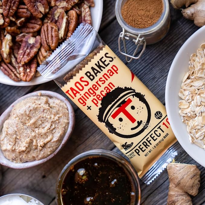 Taos Bakes - Caramel Pecan + Cranberries - Breakfast Bars - 5g Fiber & Gluten Free - Healthy Snacks for Adults - Filled with Pecans, Cranberries, Sesame Seeds, & Chia Seeds - 1.8oz