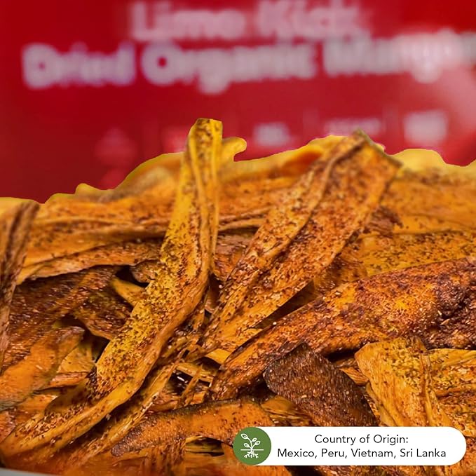 Earthside Farms - Dried Organic Mangoes, Lime Kick Dried Mangoes, Sweet and Spicy, Gluten Free, No Sugar Added, Non GMO, Organic, Vegan Snack, Naturally Sweet and Flavorful (2.8oz, 6 pack)