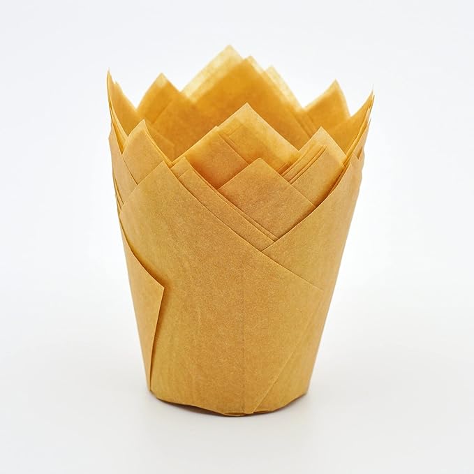 Muffin Greaseproof paper Baking cupcake cups, 2" x 3 1/2" Natural Tulip Baking Cup Case of 125 pcs (125, Standard)