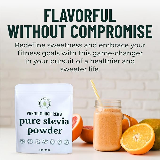 Premium Pure Stevia Powder, Powdered Stevia Extract Natural SteviaPowder for Baking, Zero Calorie Sweetener, No Fillers No Aftertaste, Non-GMO Keto Friendly, 810 Servings 113g