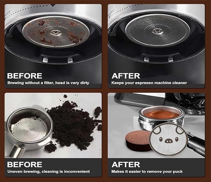 53.5mm Espresso Puck Screen, Lower Shower Screen, Metal Coffee Reusable Filter for 54mm Espresso Portafilter Basket, 1.7 Thickness(Piggy)