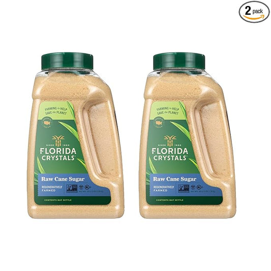 Florida Crystals Raw Cane Sugar, 48 oz (3 lb) Jug (Pack of 2)