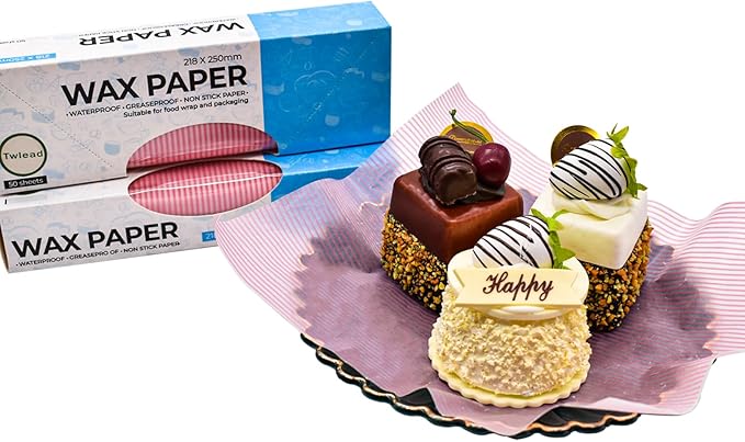 Wax Paper Disposable Food Packaging Greaseproof Paper Used for Packaging Hamburgers Sandwiches Candies and Cakes for Picnics. Line Pattern (100Sheets)