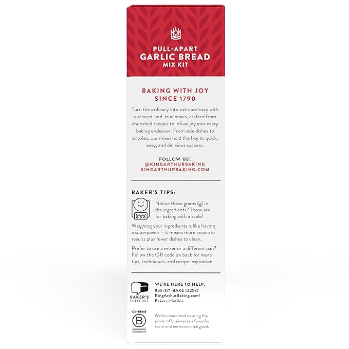 King Arthur Baking Company Pull-Apart Garlic Bread Mix Kit 15.25 oz., Baking Mix - Ready in 1 hour