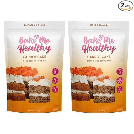 Bake Me Healthy Vegan and Gluten-Free Carrot Cake & Cupcake Mix, 11.9oz (337g) Pack of 2 ??Dairy-Free, Egg-Free, Nut-Free, Plant-Based, Low Sugar, Allergy-Friendly, Easy to Bake, Made with Upcycled Ingredients
