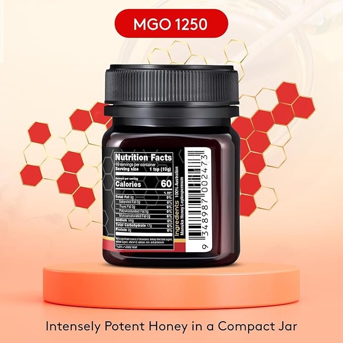 Nature’s Gold Raw Manuka Honey, Certified High MGO | Authentic MGO, 100% Pure Genuine Traceable Hive to Home, MGO 1250+, 3.5 Ounce (Pack of 1)