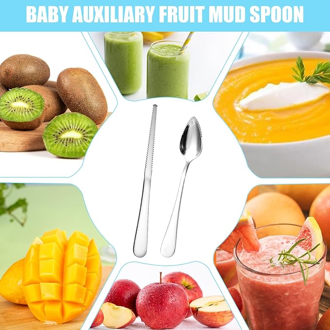 Giantree Grapefruit Spoon, Serrated Edge Grapefruit Knife, Stainless Steel Grapefruit Utensil Tool Dessert Spoons for Citrus Lemon Kiwi Salads Melon Lime Pitaya Apple Fruit Puree (3)