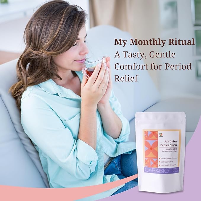 FOODHO GABA Joy Cubes Brown Sugar Cubes Health Blend with Ginger, Longan and Red Dates, Natural Muscovado Sugar, Soothing Ginger Tea, No Preservatives, 70 cubes