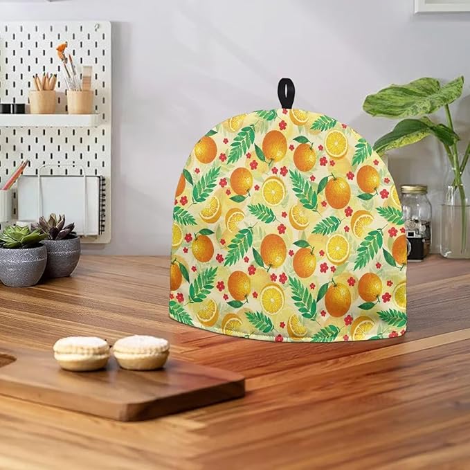 Tea Cozy Yellow Orange Print Creative Insulated Tea Cosy Extra Thick Home Kitchen Decoration Creative Gifts Dust Teapot Cover Kitchen Accessories for Travel