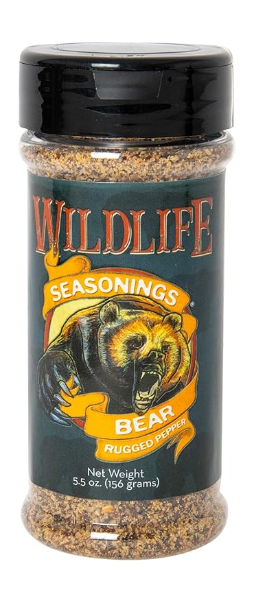 Wildlife Seasonings Bear Rugged Pepper Blend - Bold 7 Pepper Steak Seasoning for Beef, Pork, and Wild Game, Perfect Dry Rub Seasoning with Savory Garlic and Onion for Grilling or Roasting