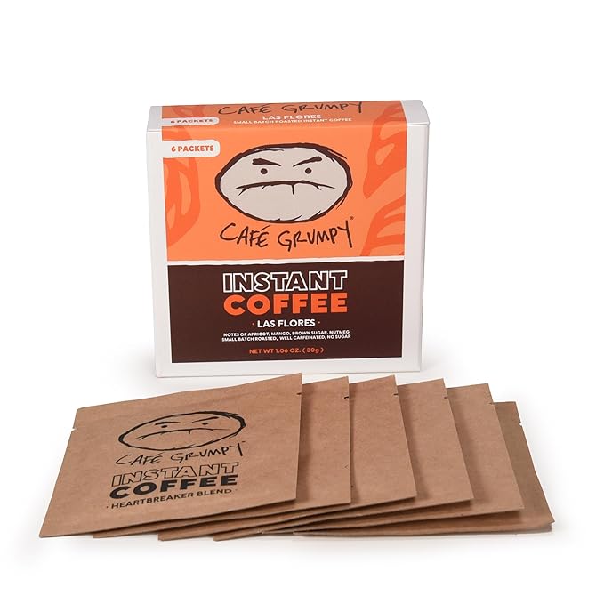 Café Grumpy Instant Coffee Single Serve, Honduras Medium Roast Arabica Blend Packets, Quick Prep Travel Ready Office Coffee Packets, 6 Pack (30g)