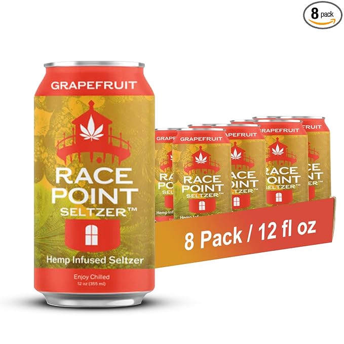 Race Point Seltzer Infused Sparkling Flavored Water – All-Natural Flavor Drink- Refresh, Relax, Unwind, Refocus & Find Balance, Non-GMO, No Added Sugar, 0 Sodium, Pack of 8 Seltzer Water Cans (Grapefruit)