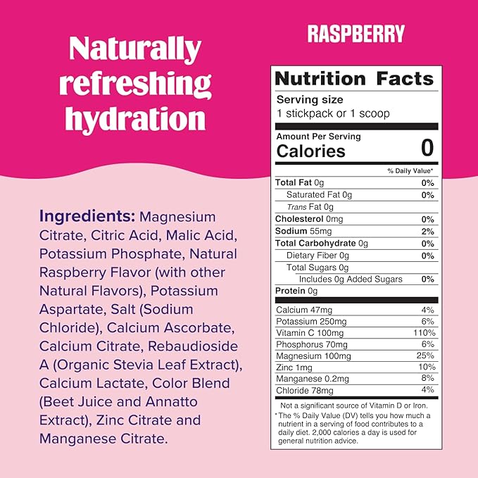 Ultima Replenisher Daily Electrolyte Powder Drink Mix ??Sugar Free ??Raspberry, 20 Stickpacks ??Hydration Packets with 6 Key Electrolytes and Trace Minerals ??Keto Friendly, Vegan, Non-GMO