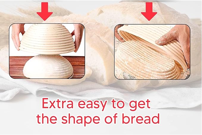 9 Inch Round Bread Banneton Proofing Basket Set of 2 ??Sourdough Proofing basket kit for Artisanal Baking ??Bread Making Tools For Professional & Home Bakers (9 inch round- 2 pack)