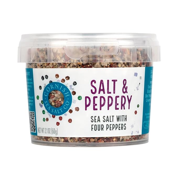 Cornish Sea Salt & Peppery Seasoning | Cooking & Hydration | Hand-Harvested in Celtic Waters | 2.1 oz Resealable Tub (Pack of 1)
