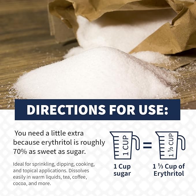 Impact - Erythritol Sweetener Sugar Substitute - Zero Calorie, No Additives, For Baking, Cooking, Supports Healthy Lifestyle & Oral Health - 55lbs
