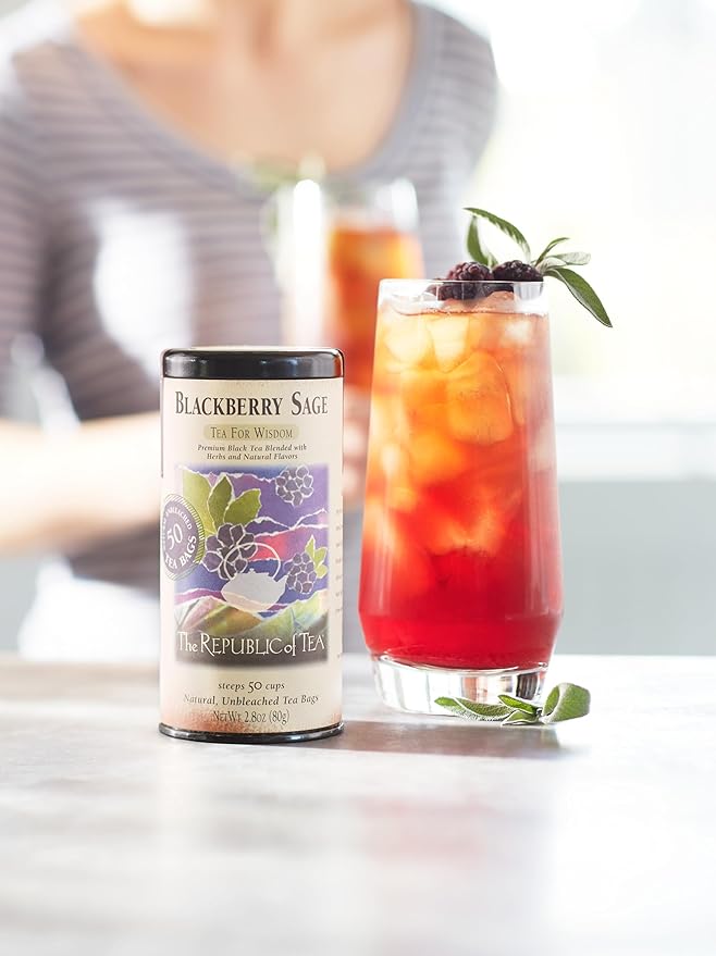 The Republic of Tea - Blackberry Sage Black Tea | 50 Tea Bags, Gourmet Black Tea