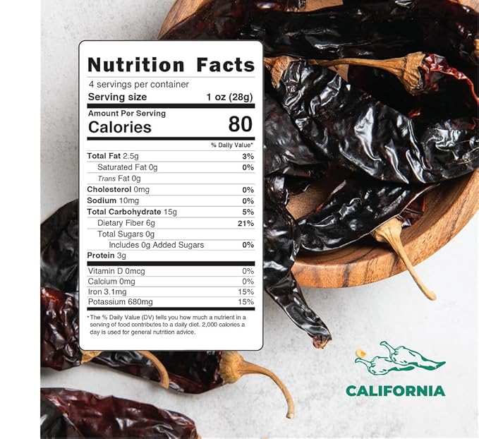 Do챰a Blanca Chile California Paprika Peppers 4oz - Dried Whole Red Chili Peppers - Mild & Sweet Flavor - Premium Non-GMO Chiles for Enchiladas, Tamales, Soups & Mexican Cooking - Resealable Kraft Bag