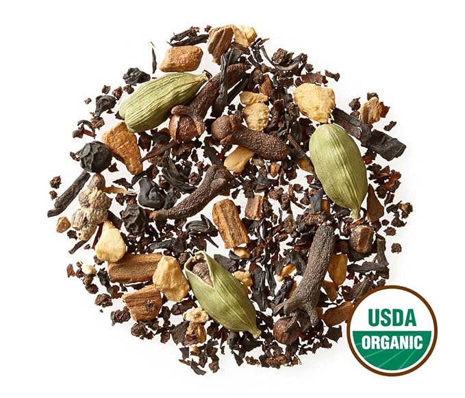 Golden Moon Tea Organic Masala Chai Black Tea - Pure & Authentic Blend - Loose Leaf, Non-GMO - Travel Tin (9 Servings)