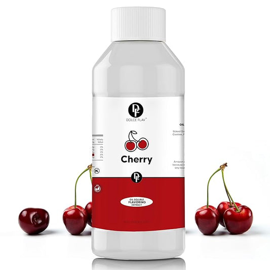 Dolce Flav Cherry Extract ??8 Ounce Oil-Soluble Kosher, Sugar-Free, Concentrated Fruity Flavor for Candy, Chocolates & Desserts, Includes Measured Dropper