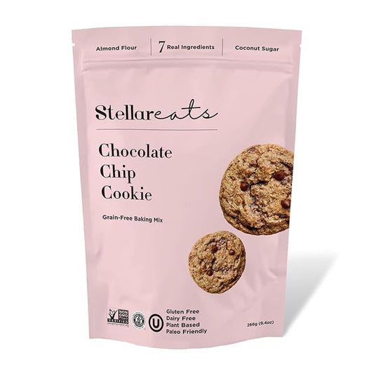 Stellar Eats Grain-Free Chocolate Chip Cookie Mix | Almond Flour-Based | Gluten-Free, Dairy-Free, Paleo-Friendly | Soft, Chewy & Fudgy | Sweetened with Unrefined Coconut Sugar | Makes 14??6 Cookies