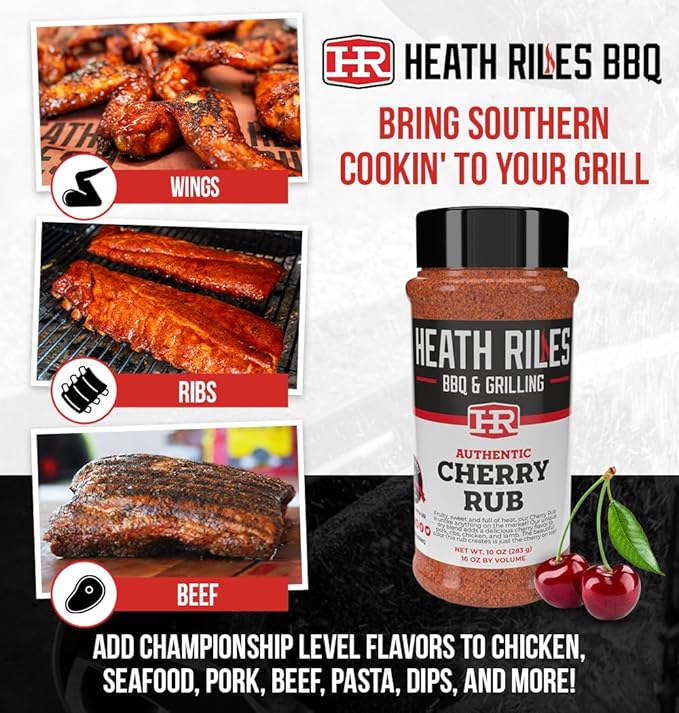 Heath Riles BBQ Rub - Cherry Seasoning, Champion Pitmaster Recipe, Legendary Rubs For Smoking & Grilling, 70+ BBQ Championships, 2 lb./32 oz.