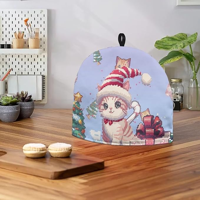 Christmas Cat Tea Pot Cozy for Keeping Warm Teapot Insulation Cover for Home Decor Teapot Cover Cartoon Tea Kettle Dust Cover for Quilt Creative Gifts for Women Wife Mom