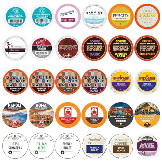 Perfect Samplers Dark Roast Coffee Pods Variety Pack, Strong Bold Coffee & Dark Roast Blends, Dark Roast Coffee Pods for Keurig K Cups Machines, Coffee Sampler 30 Count