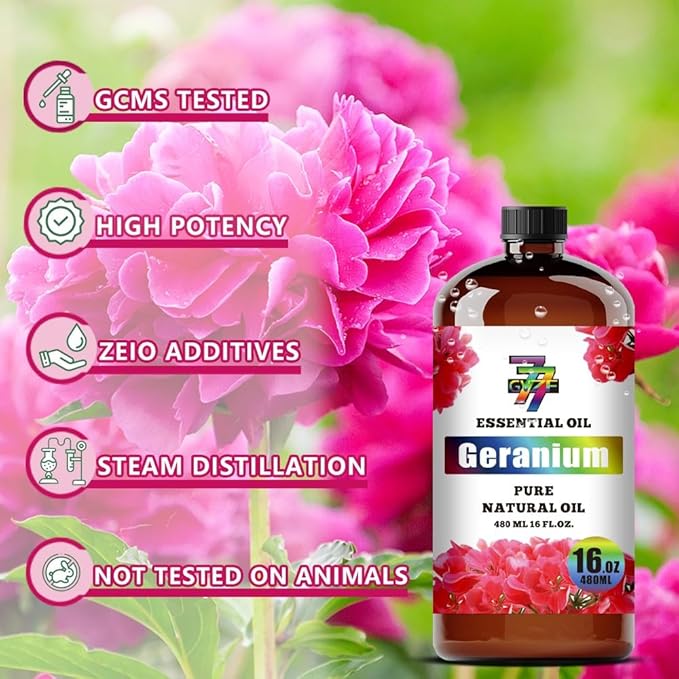 Geranium Essential Oil (16 oz / 480 ml) ??Geranium Oils for diffusers, humidifiers, Home Baths, Cleaning Products, Yoga, DIY Soaps and DIY Scented Candles