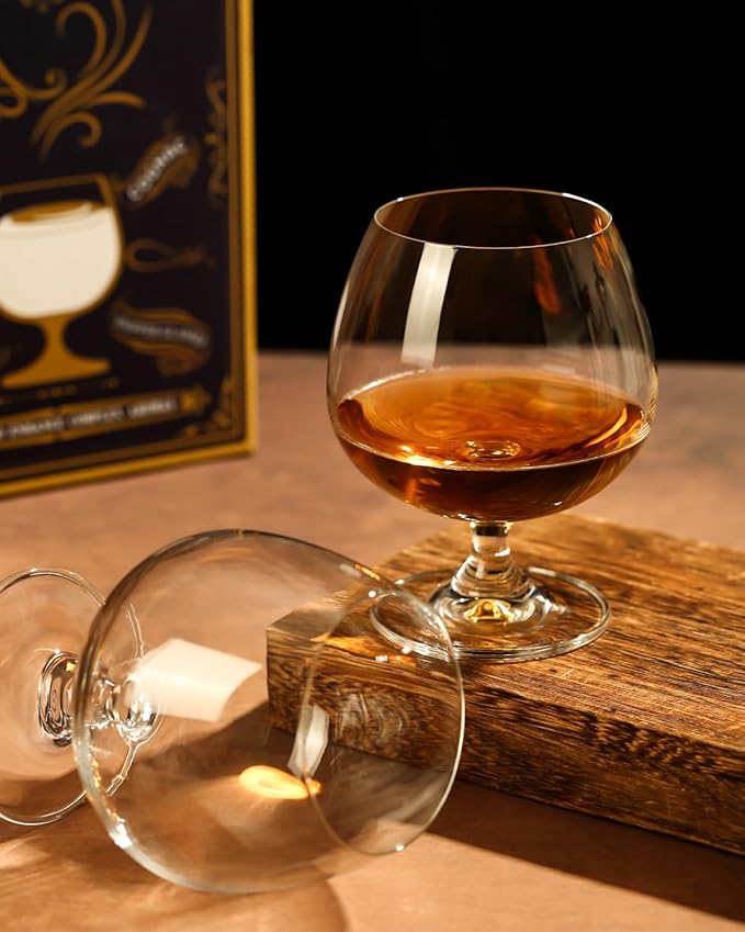 Physkoa 22 oz Large Brandy Snifter Glasses ??Set of 2 Gift Boxed Short Stem Giant Brandy & Cognac Glasses for Bourbon, Scotch, Tequila, Rum, Beer & Spirits