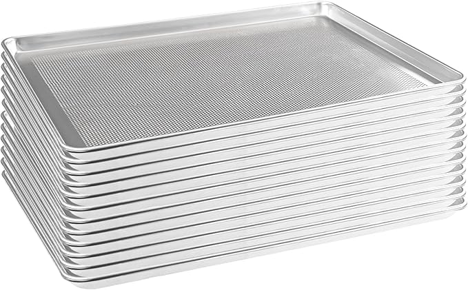 HARDURA Aluminum Perforated Baking Sheet Pan 18”L X 26”W X 1”H Cookie Sheet, 12Packs, For Oven in Bakery & Restaurant, Kitchen