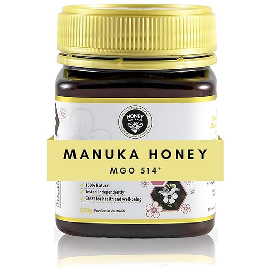 Honey Australia Manuka Honey MGO 514+ | 8.8 oz | Raw, Organic, Pure Certified Australian Honey for Immunity Support & Vitality | Natural Sweetener & Health Boost | Medical Grade, Nutrient-Rich Honey