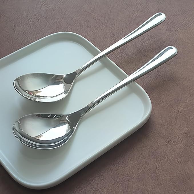 Serving Spoons,Heavy Duty 304 Stainless Steel Buffet Serving Spoons,Dishwasher Safe 10.6'' Pack of 2