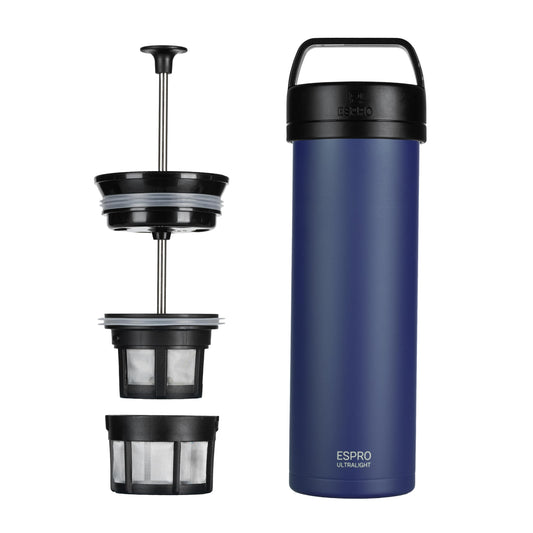 ESPRO Go P0 Ultralight French Press Coffee Maker for Travel, Vacuum Insulated Stainless Steel, 16