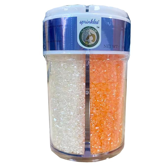 Sentovac 4-Colors Sanding Sugar for Baking Edible Sparkling Sugar Sprinkles Coarse Sugar Crystals for Baking Cake Cookie Cupcake Topper Ice Cream Decoration Supplies竊뉰lue Orange Gold White竊?"<div>