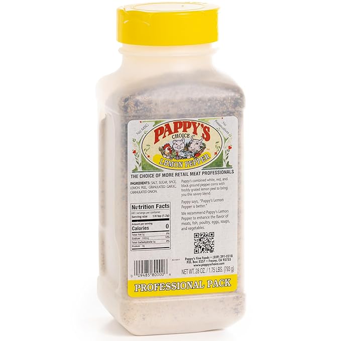 Pappy's Lemon Pepper - Zesty Seasoning for Grilled Chicken, Fish, Shrimp, Roasted Vegetables, and Salads | Perfect for Marinades, Rubs, and Baked Dishes