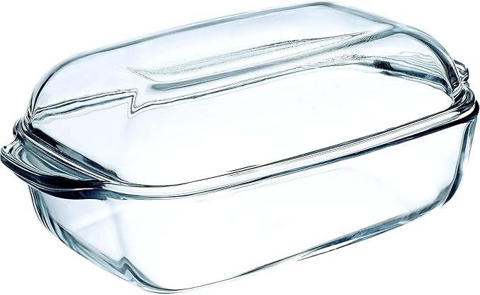 Simax Glass Casserole Baking Dish: Clear Glass Round Casserole Dish with Lid and Handles,Covered Bowl for Cooking, Baking, Serving, Dishwasher, and Oven Safe Cookware ??3 Quart Dish + 2.2 Quart Lid